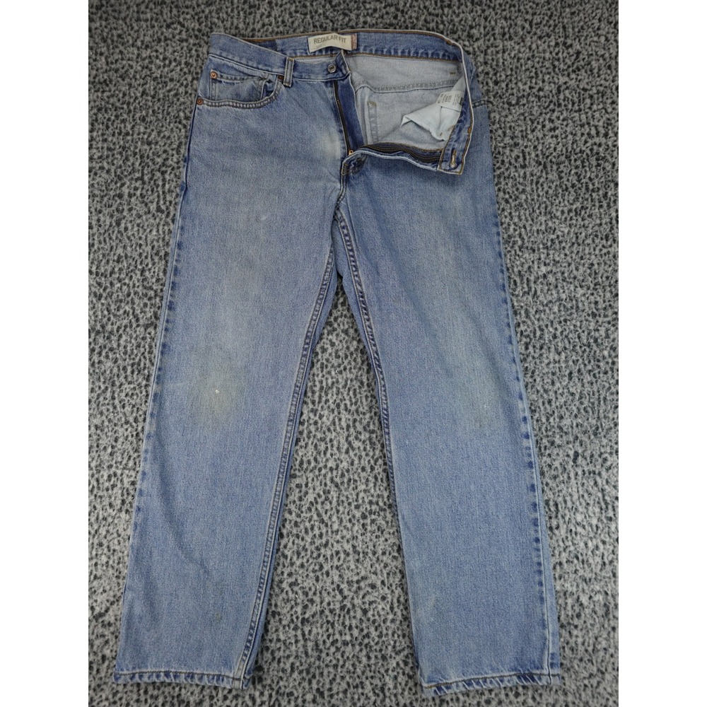 Levi's 505 Regular Fit Jeans Mens 34x30 Blue Light Wash Straight Leg Denim